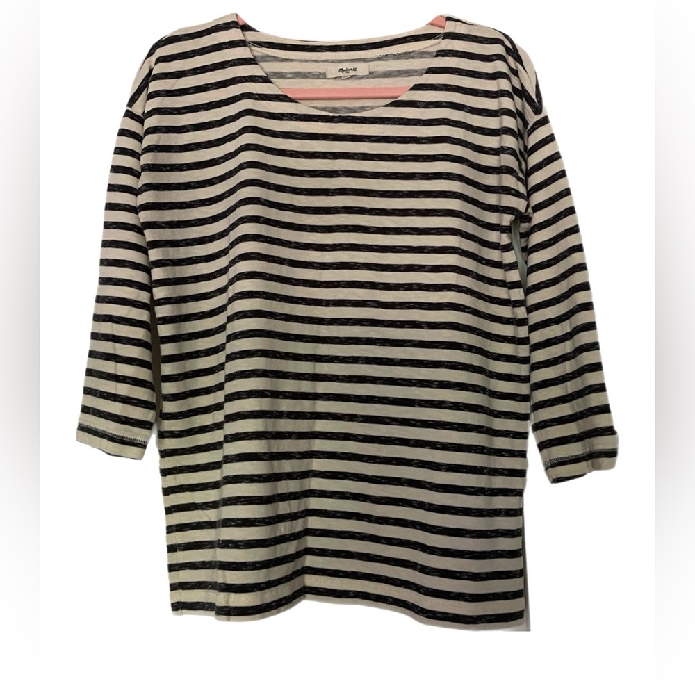 Boatneck Striped Medium Sleeve Blouse Madewell